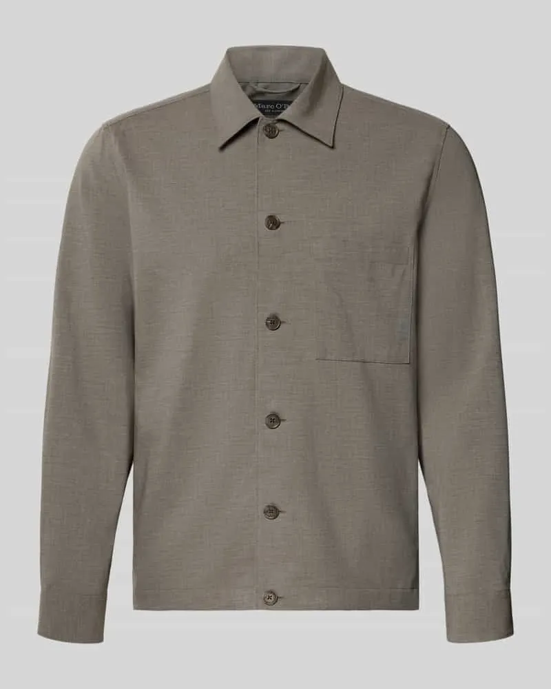Marc O'Polo Regular Fit Hemdjacke aus Baumwoll-Mix mit Viskose-Anteil Hellbraun
