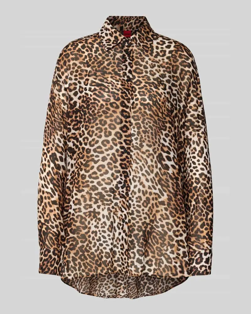 HUGO BOSS Relaxed Fit Bluse aus reiner Viskose Hellbraun