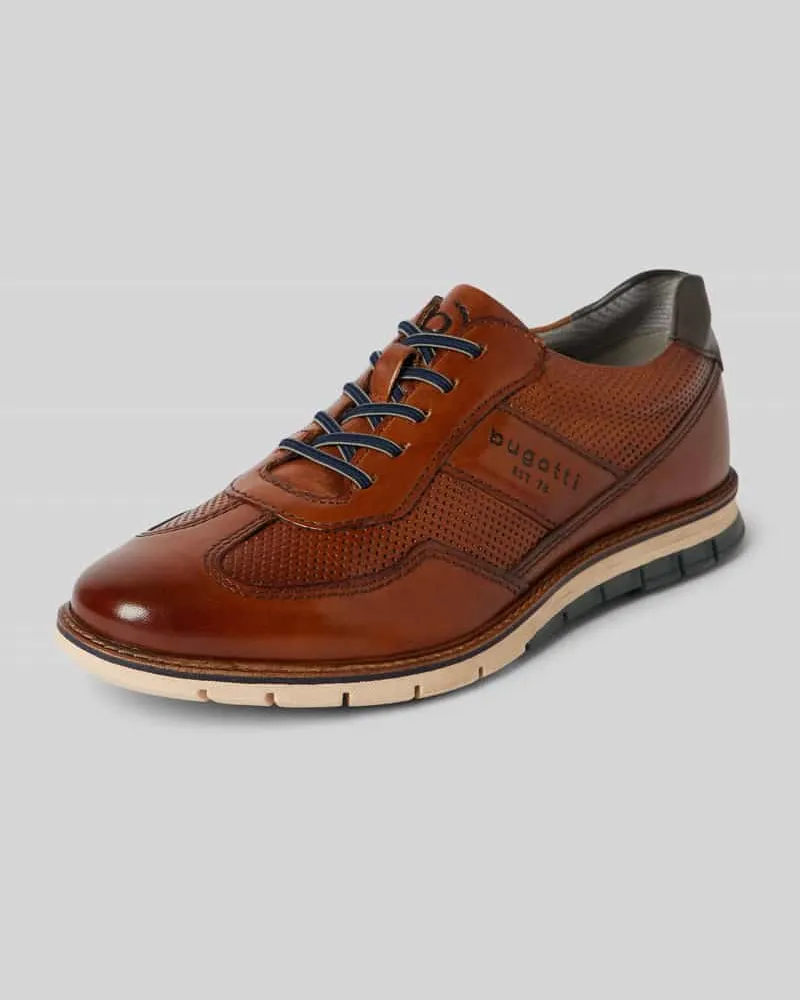 Bugatti Ledersneaker mit Label-Schriftzug Modell 'Simone Comfort Cognac