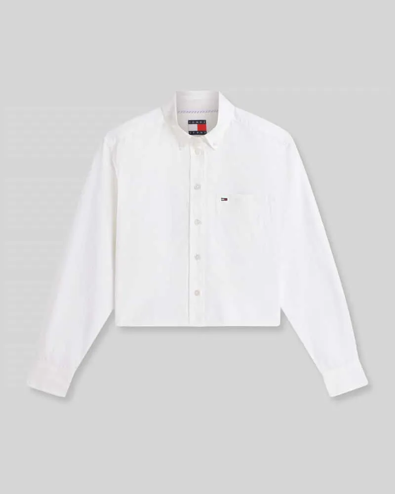 Tommy Hilfiger Relaxed Fit Hemdbluse aus reiner Baumwolle Weiss