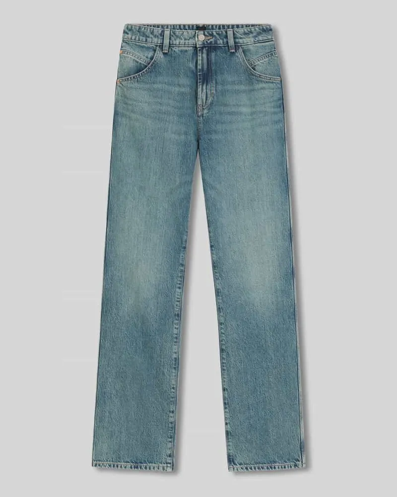 HUGO BOSS Loose Fit Jeans aus Baumwoll-Lyocell-Mix Modell 'ADA Blau