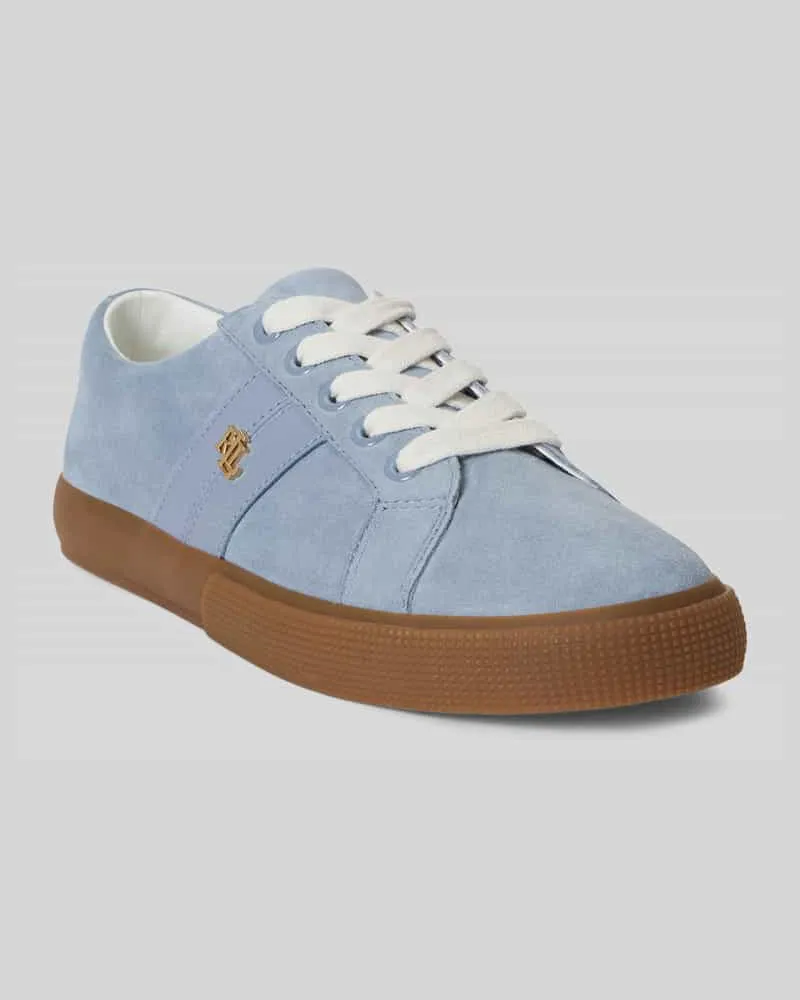 Ralph Lauren Sneaker aus echtem Veloursleder mit Logo-Detail Hellblau