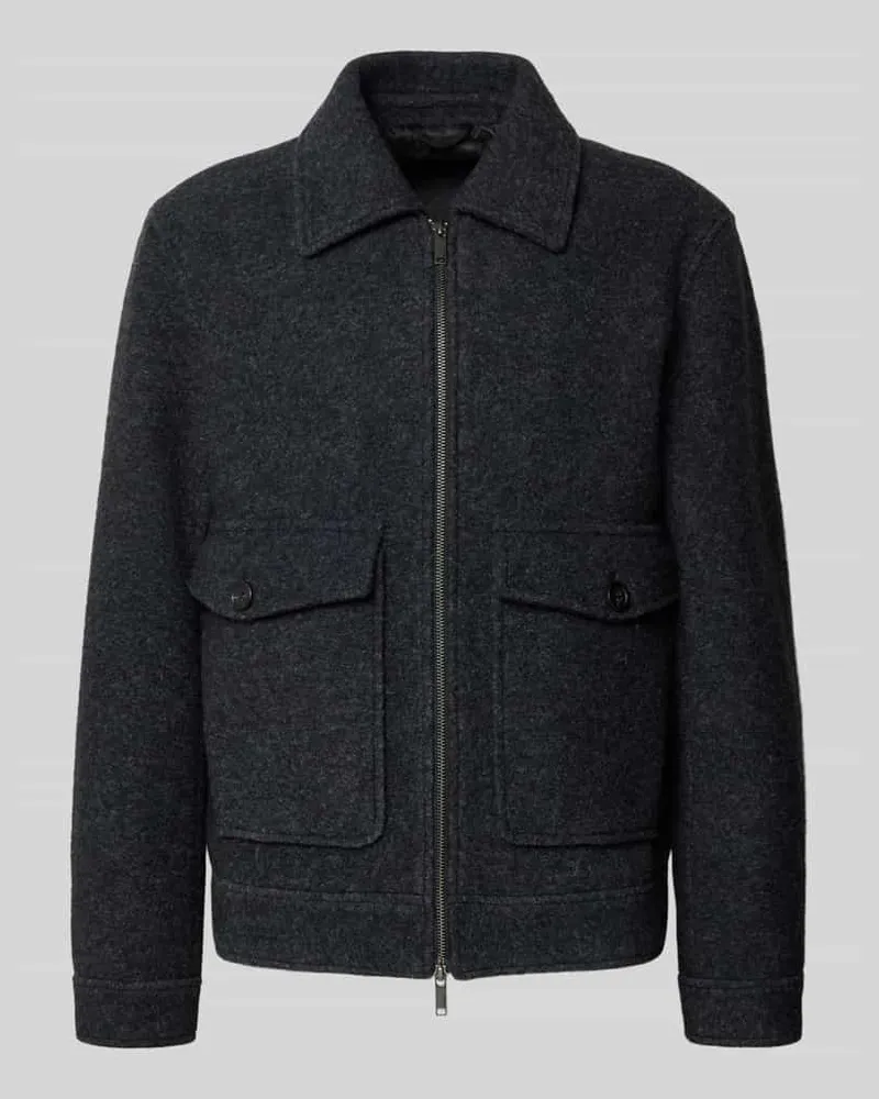 Selected Homme Regular Fit Hemdjacke aus Woll-Mix Dunkelgrau