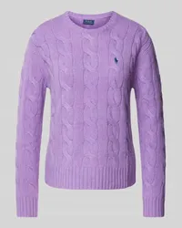 Ralph Lauren Wollpullover mit Zopfmuster Lila