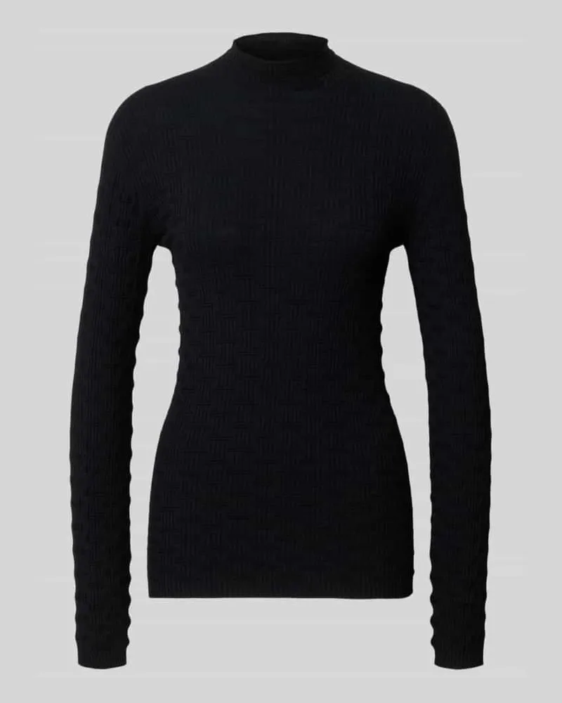 Emporio Armani Slim Fit Longsleeve aus Viskose-Mix Black