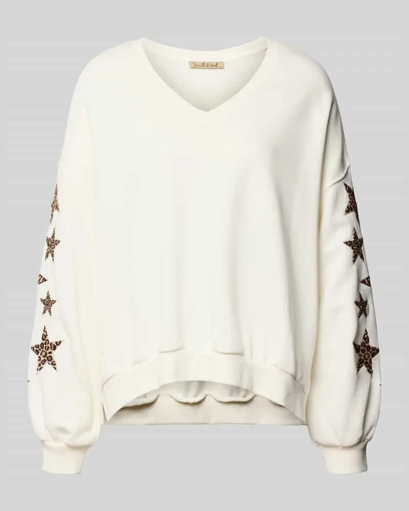 Smith & Soul Oversized Sweatshirt mit V-Ausschnitt Weiss