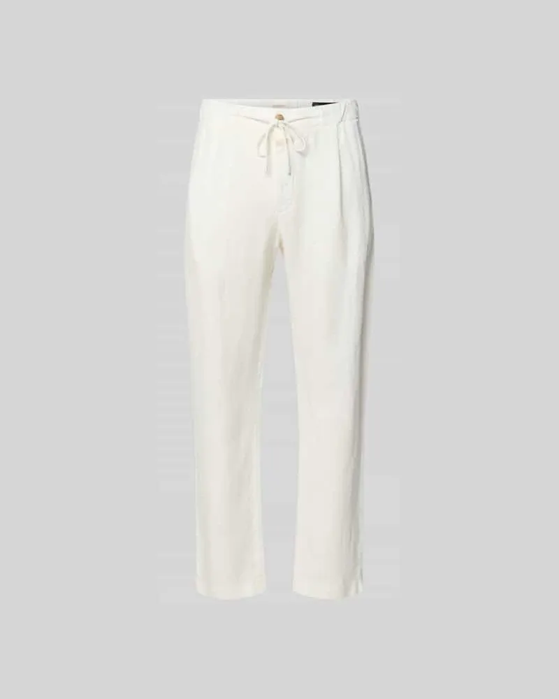 Closed Tapered Fit Leinenhose Weiss