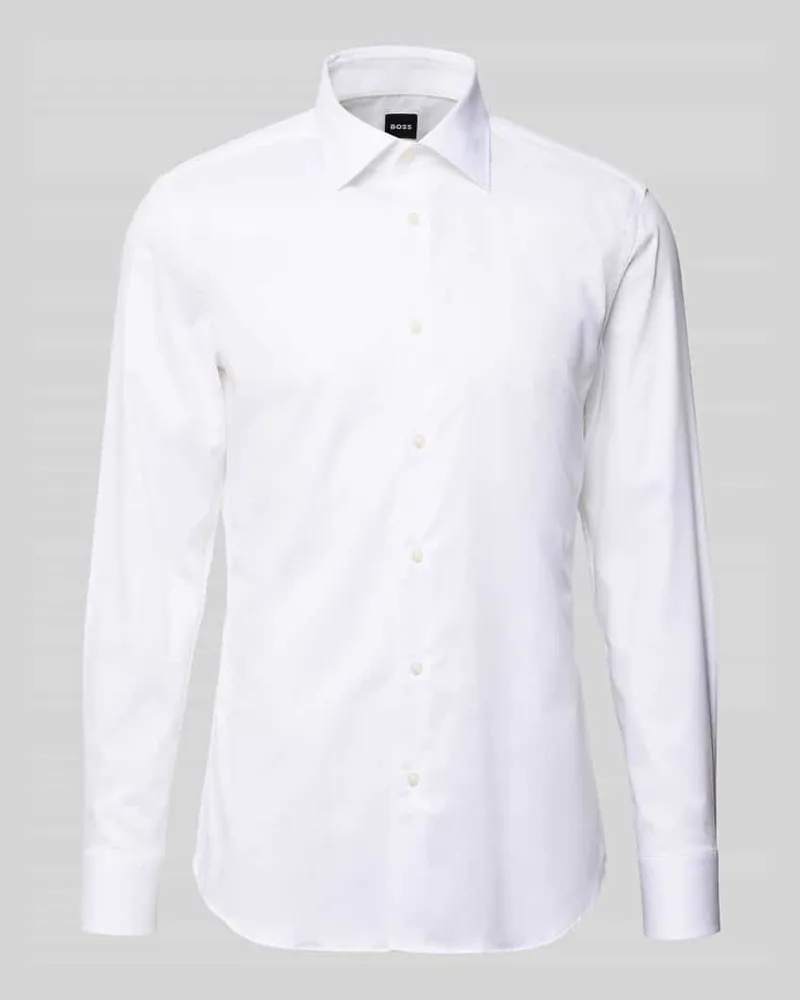 HUGO BOSS Slim Fit Businesshemd aus Baumwoll-Mix Modell 'HANK Weiss