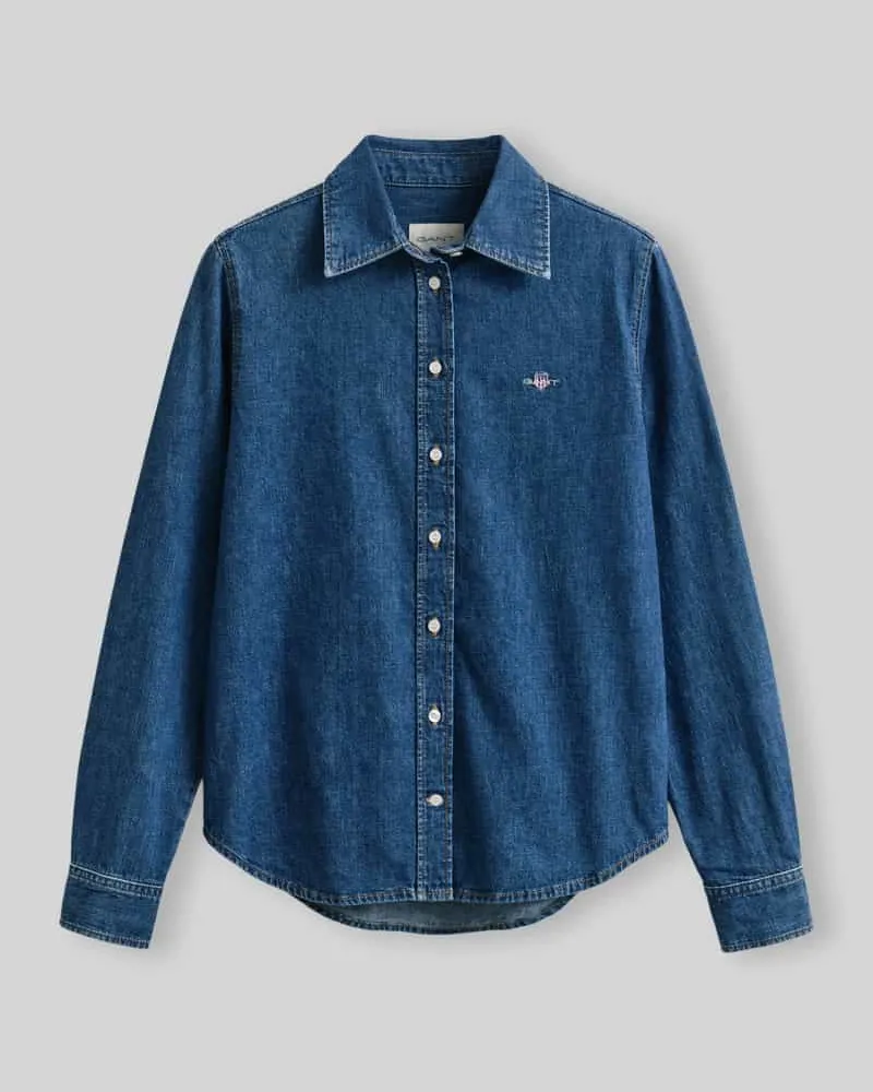 Gant Relaxed Fit Jeansbluse aus reiner Baumwolle Jeansblau
