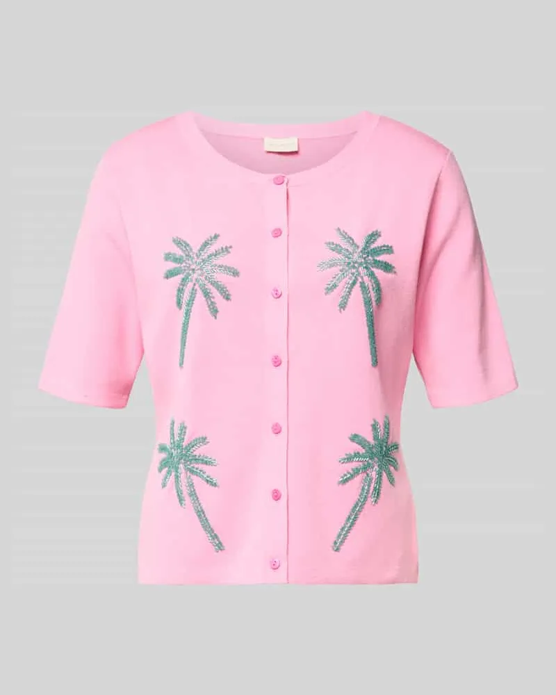 Milano Italy Strickjacke aus Viskose-Mix mit Perlen Pink