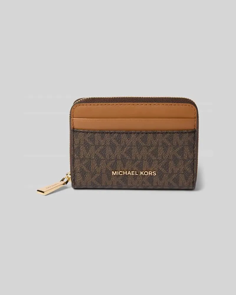 Michael Kors Portemonnaie mit Label-Applikation Modell 'JET SET Dunkelbraun