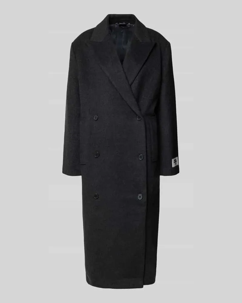 Karo Kauer Oversized Mantel aus Woll-Mix Hellgrau