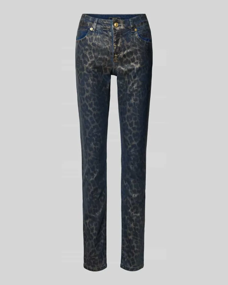 MAC Jeans Slim Fit Jeans mit Knopf- und Reißverschluss Blau