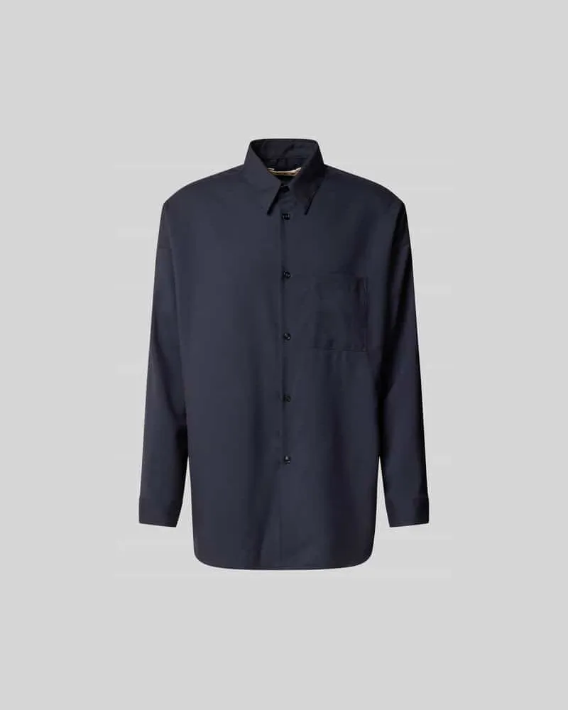 Marni Regular Fit Hemd aus reiner Schurwolle Marine