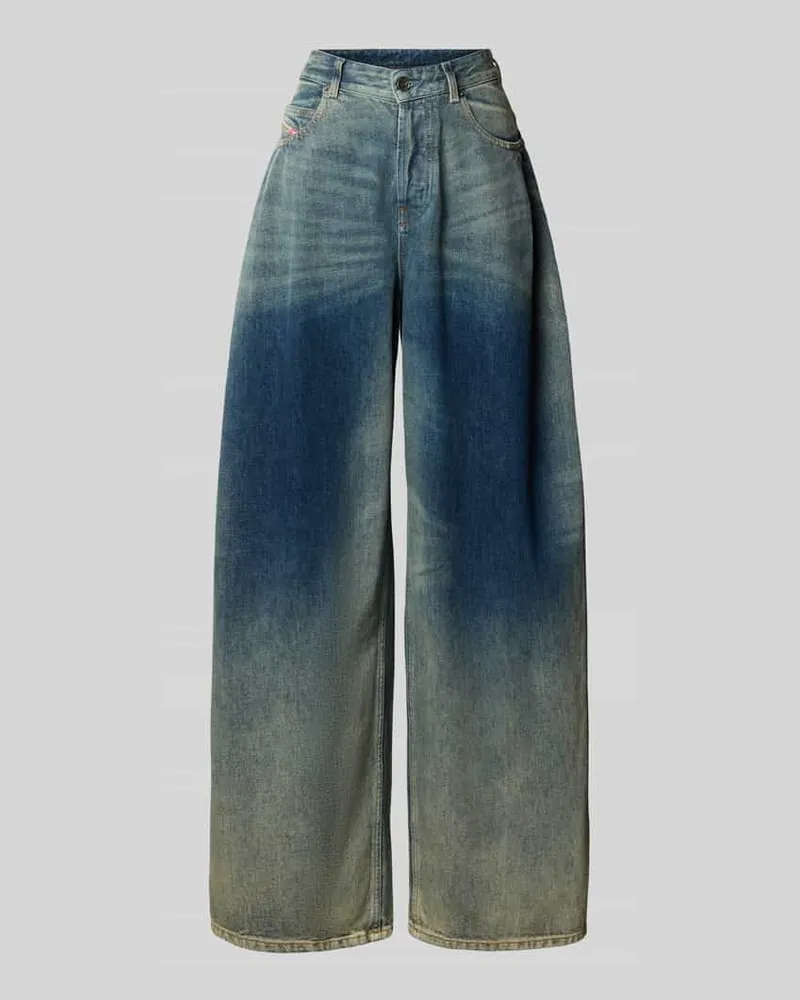 Diesel High Waist Wide Leg Jeans mit Farbverlauf Jeansblau