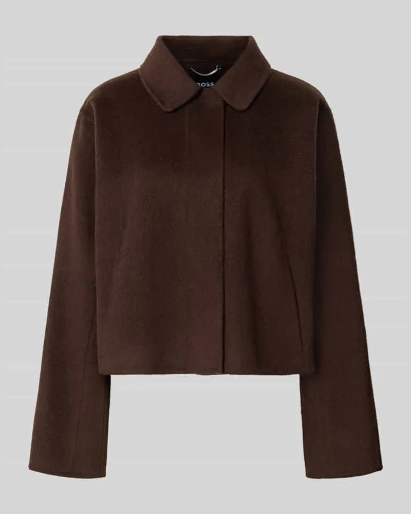 HUGO BOSS Regular Fit Hemdjacke aus Woll-Lyocell-Mix Modell Cafeta_DF Dunkelbraun