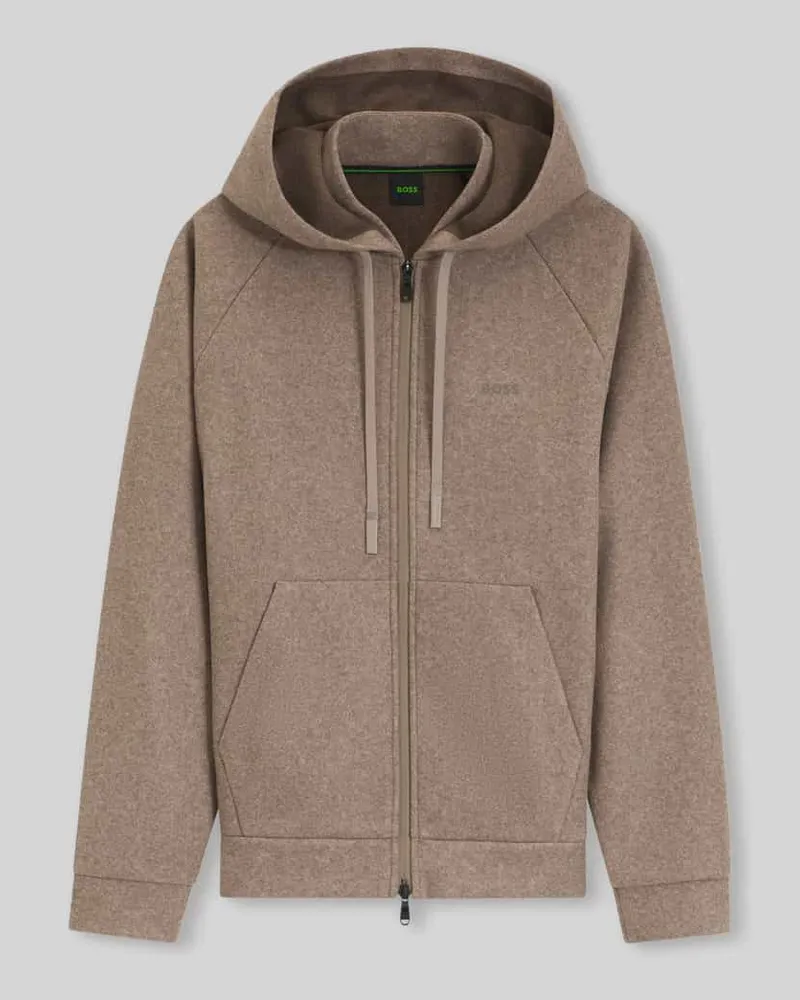 HUGO BOSS Regular Fit Sweatjacke mit Kapuze Modell 'SW_Transit Mittelbraun