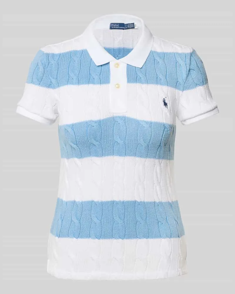 Ralph Lauren Strickshirt mit Polokragen und Label-Stitching Hellblau