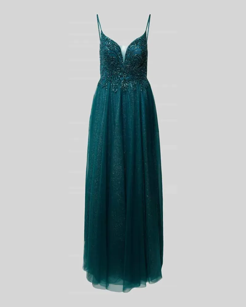 Mascara Abendkleid mit Pailletten- und Ziersteinbesatz Smaragd