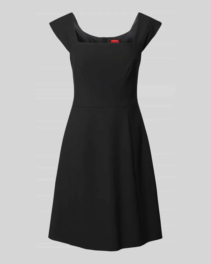 HUGO BOSS Knielanges Kleid mit Karree-Ausschnitt Modell 'KINTI Black