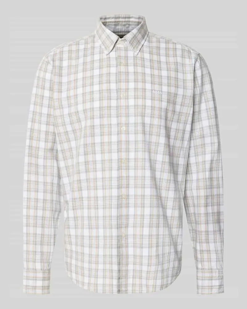 HUGO BOSS Regular Fit Freizeithemd aus Baumwoll-Viskose-Mix Modell 'Ricoplus_M Weiss