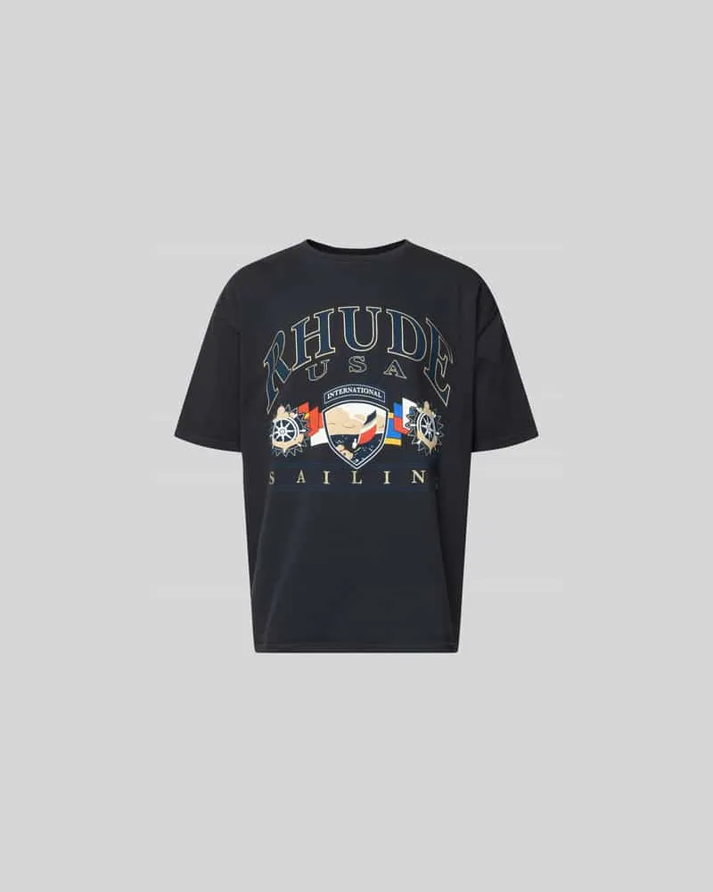 RHUDE Relaxed Fit T-Shirt mit Motiv-Print Anthrazit