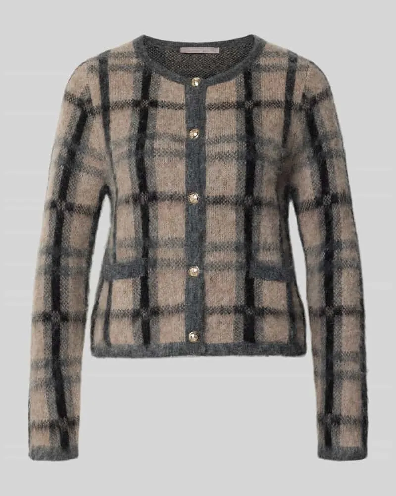 Christian Berg Strickjacke aus Woll-Mix im Allover-Look Taupe