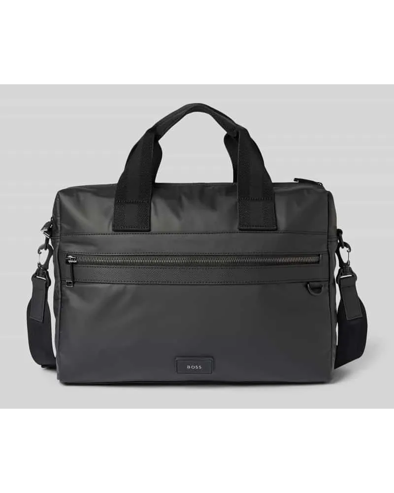 HUGO BOSS Handtasche mit Label-Badge Modell 'Iann Black