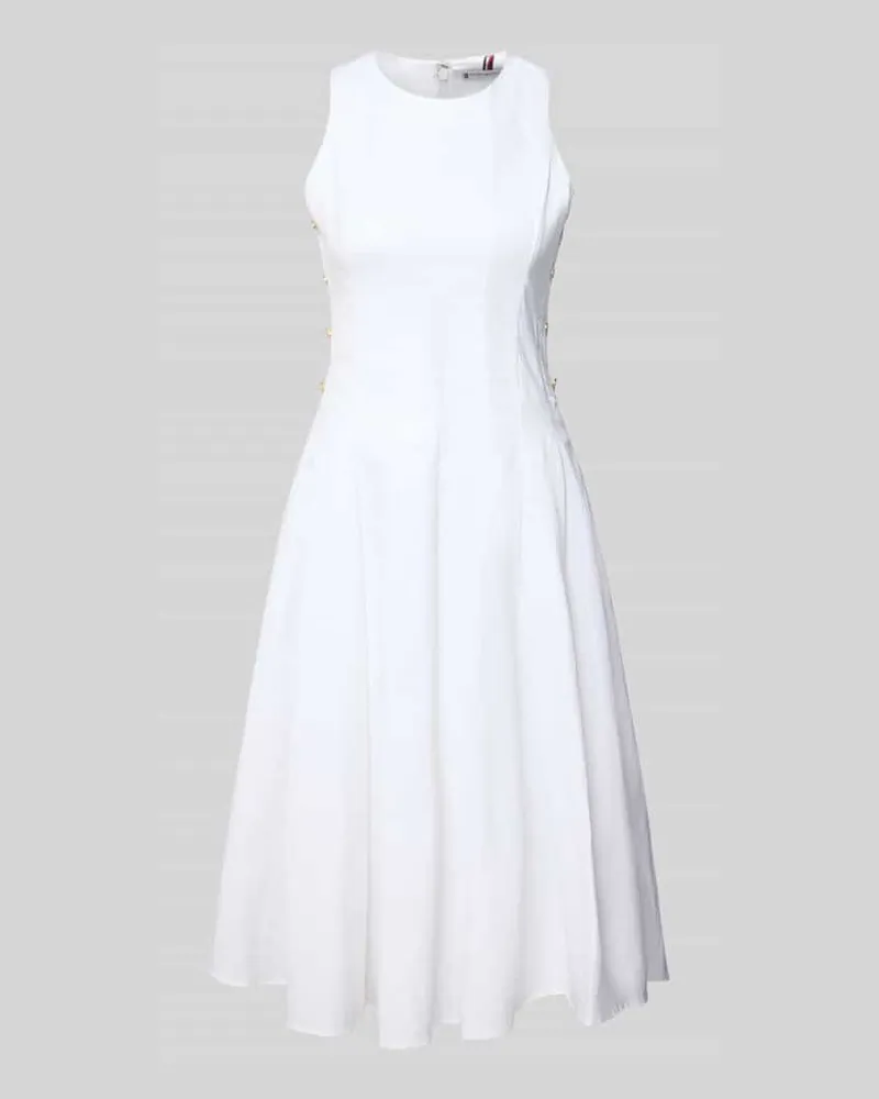Tommy Hilfiger Tailliertes Freizeitkleid mit Leinen und Viskose-Anteil Weiss