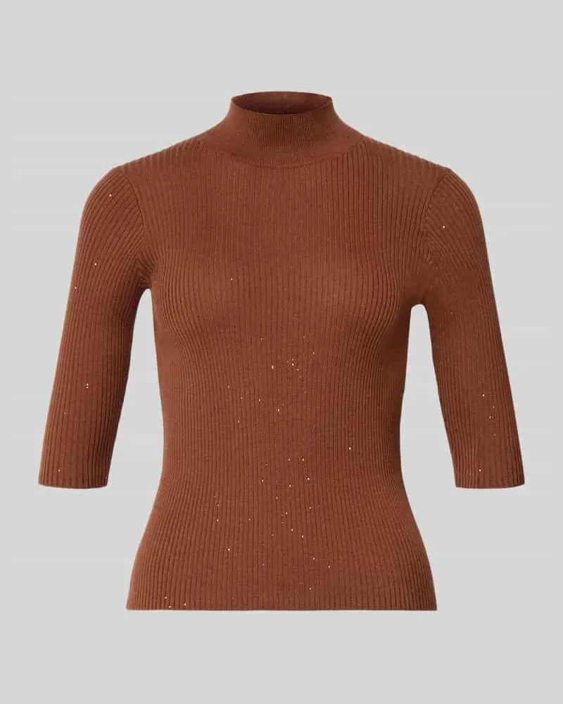 MARELLA Slim Fit Pullover mit Stehkragen Modell 'GALLO Hellbraun