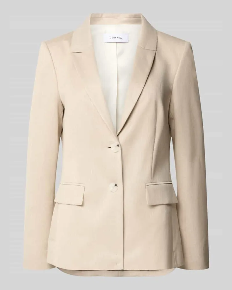 COMMA Slim Fit Blazer aus Viskose-Mix mit Pattentaschen Sand