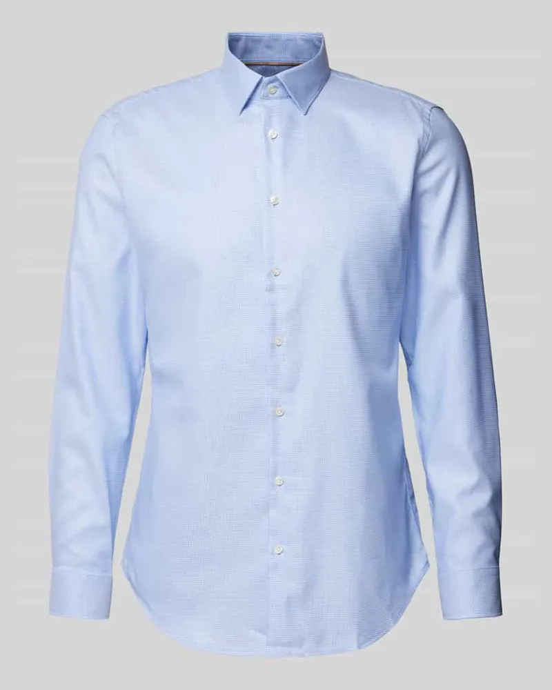 JAKE*S Slim Fit Business-Hemd mit Kentkragen Bleu