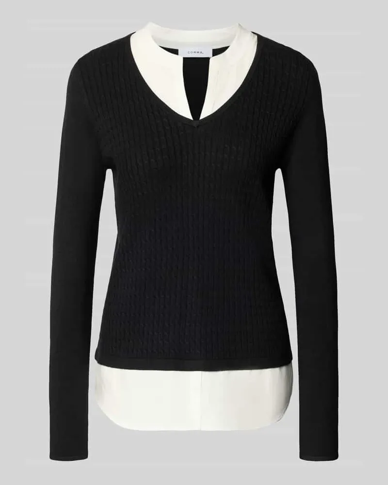 COMMA Longsleeve aus Viskose-Mix in Strick-Optik Black
