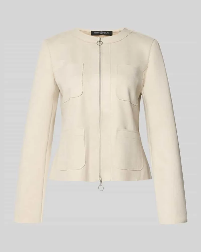 Betty Barclay Slim Fit Blazer mit Zweiwege-Reißverschluss Beige