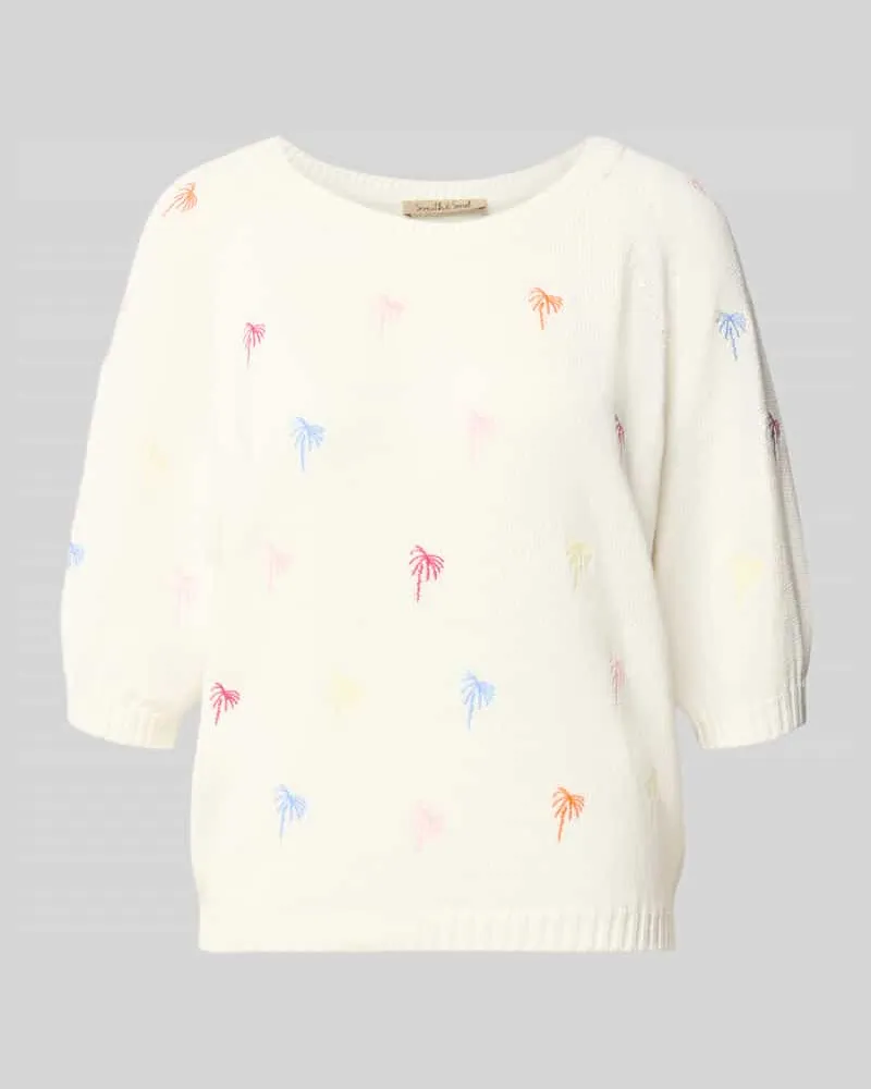 Smith & Soul Pullover mit Raglanärmeln und Motiv-Stitching Offwhite