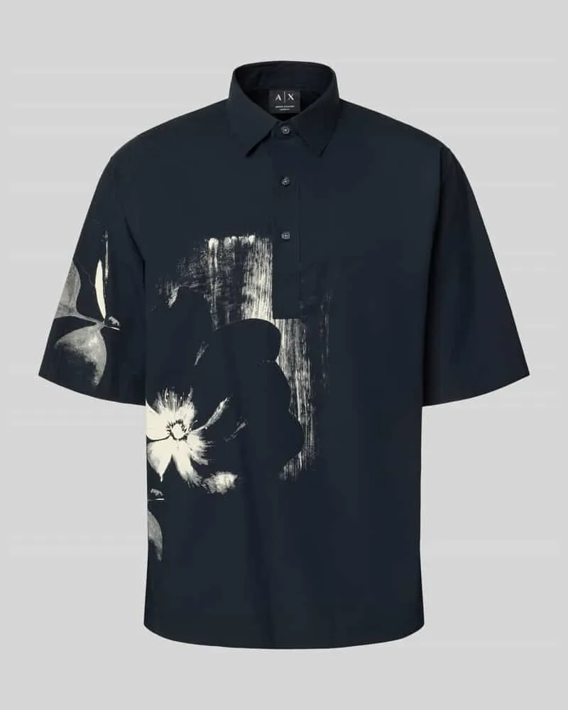 Armani Exchange Regular Fit Poloshirt aus reiner Baumwolle Marine