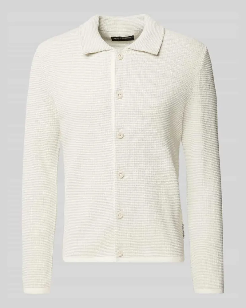 Marc O'Polo Regular Fit Strickjacke aus strukturiertem Baumwoll-Mix Ecru