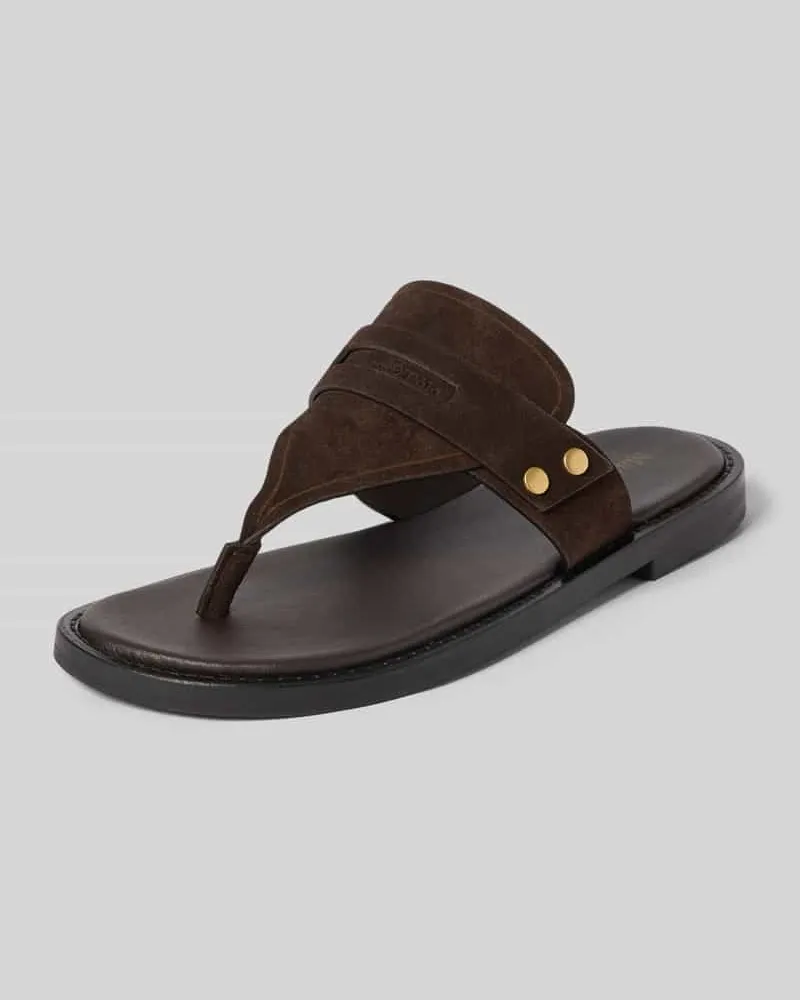 Marc O'Polo Pantolette aus echtem Rindsleder Dunkelbraun