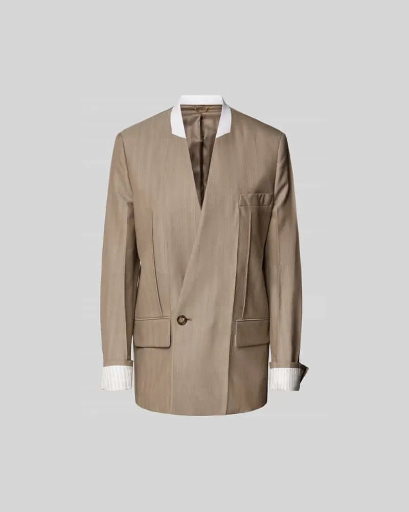 Victoria Beckham Relaxed Fit Blazer aus reiner Schurwolle Hellgrau