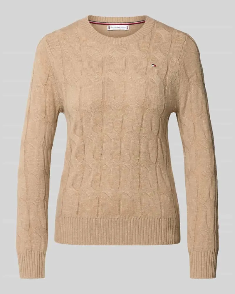 Tommy Hilfiger Regular Fit Strickpullover aus reiner Wolle Camel