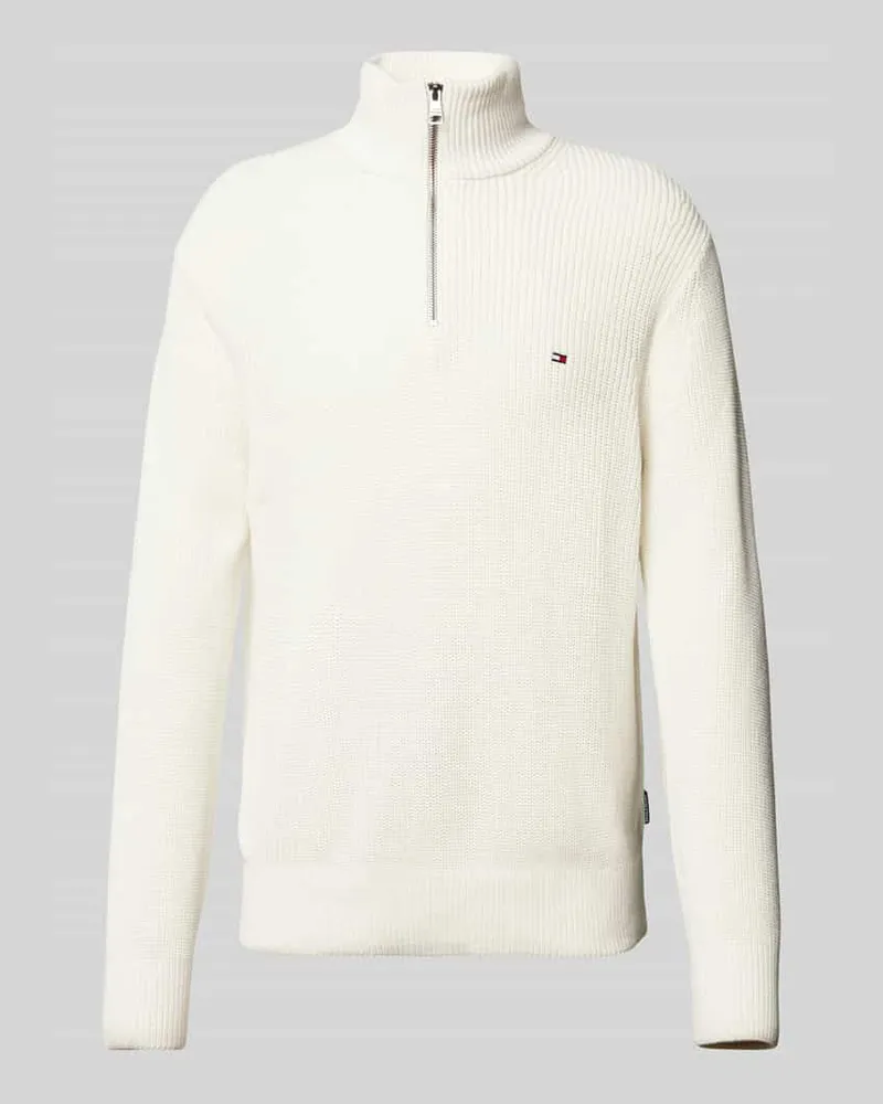 Tommy Hilfiger Troyer mit Logo-Stitching Offwhite