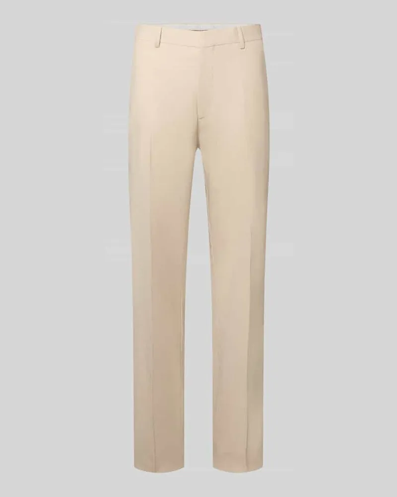 HUGO BOSS Regular Fit Anzughose mit Schurwoll-Anteil Modell 'Leon Beige