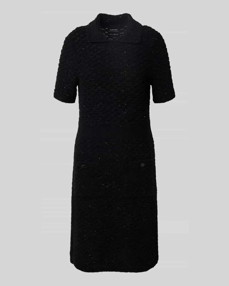 Marc Cain Knielanges Kleid mit Alpaka-Anteil und Pailettenbesatz Black
