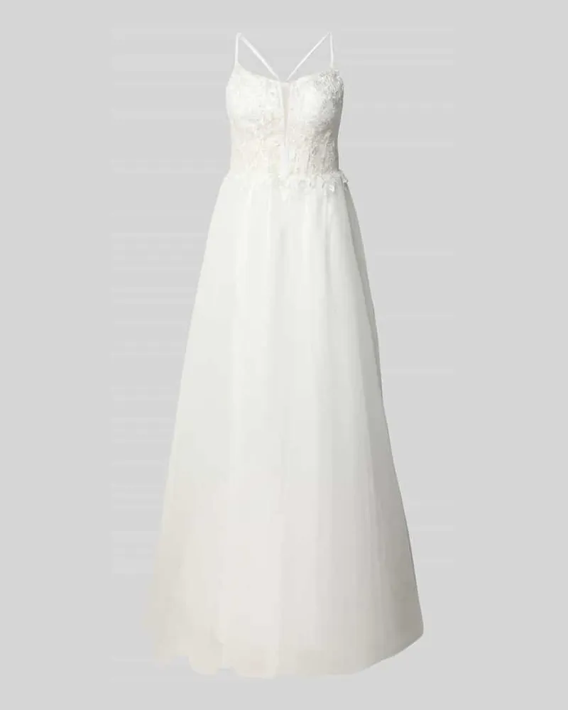 Mascara Regular Fit Abendkleid mit floralem Spitzenbesatz Weiss