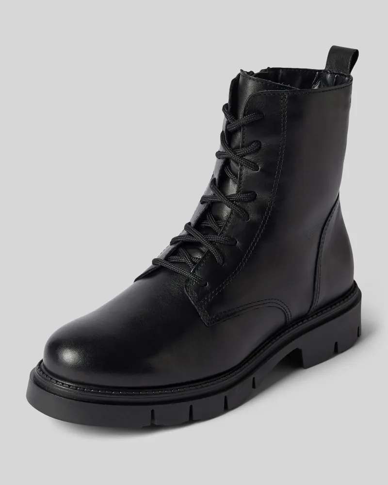 Tamaris Schnürboots aus Leder mit Ziernähten Black