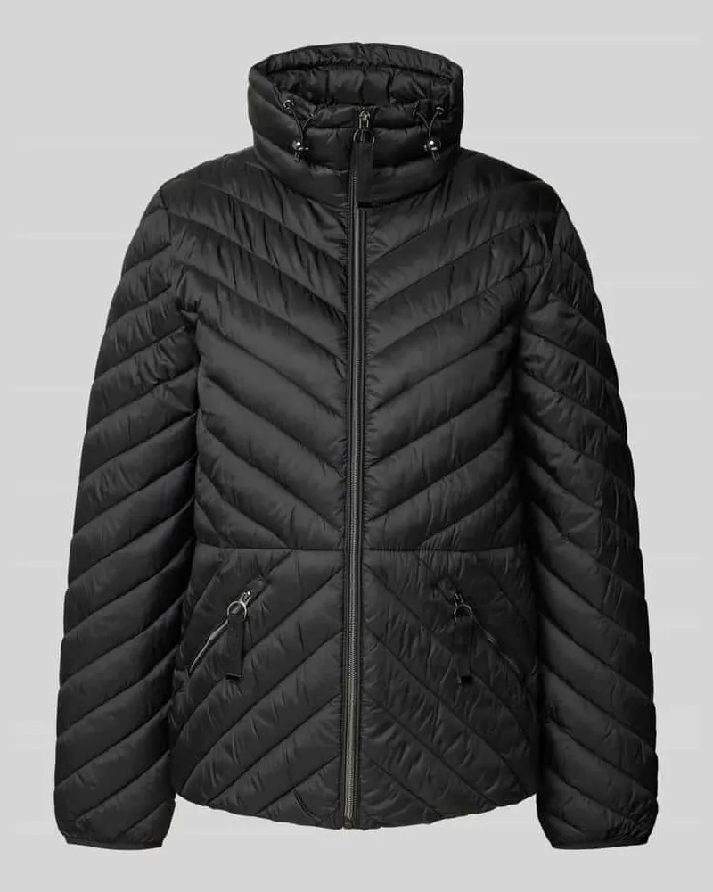 Christian Berg Steppjacke mit Stehkragen und Reißverschlusstaschen Black