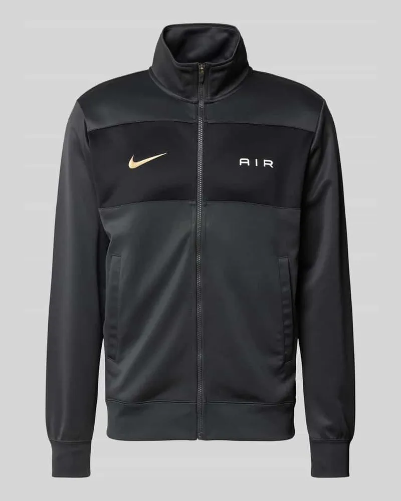 Nike Sweatjacke mit Label-Print Dunkelgrau