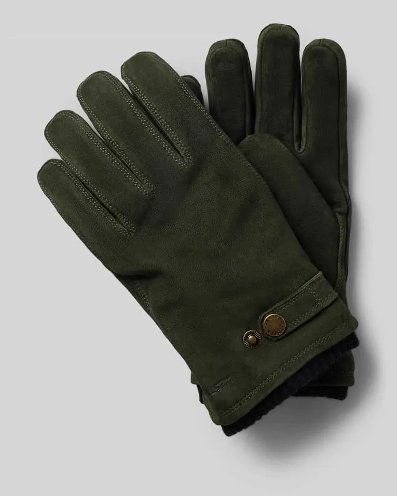 Hestra Handschuhe aus echtem Leder Modell 'Bergvik Dunkelgruen