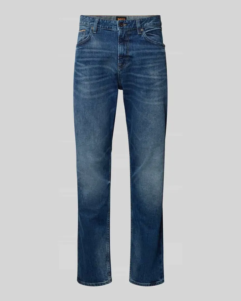 HUGO BOSS Regular Fit Jeans aus Baumwoll-Mix Modell 'MAINE Jeansblau