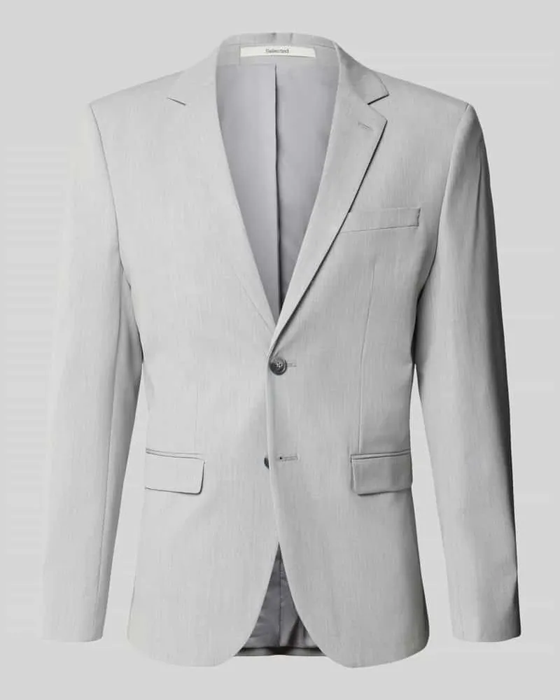 Selected Slim Fit Sakko mit 2-Knopf-Verschluss Hellgrau